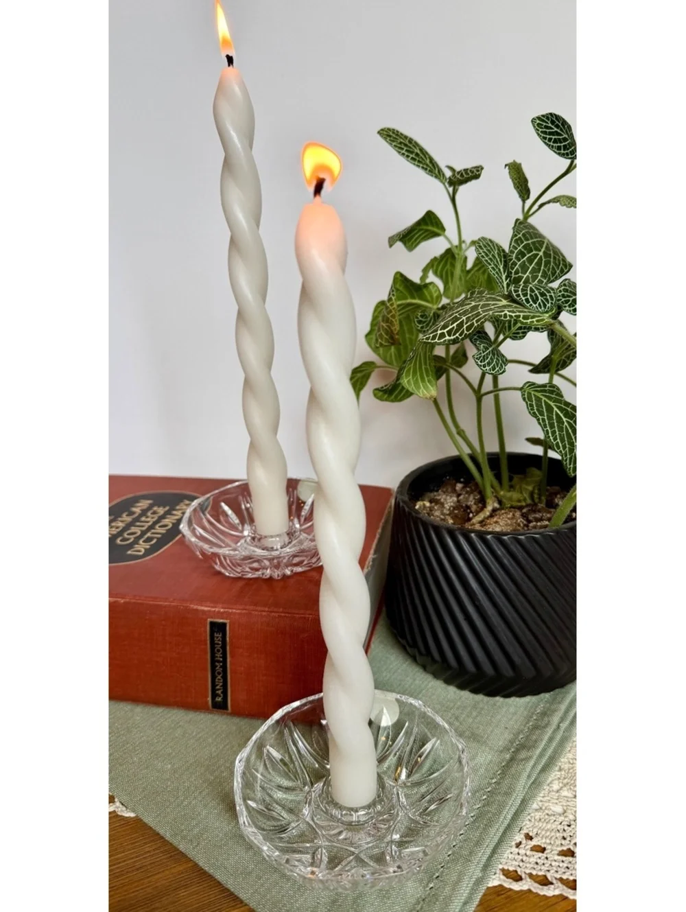 RCR 24% Lead Crystal Taper Candle Holders Set of 2 Made in Italy